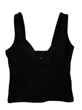 Reoria Black V-Neck Crop Tank